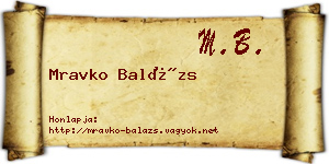 Mravko Balázs névjegykártya